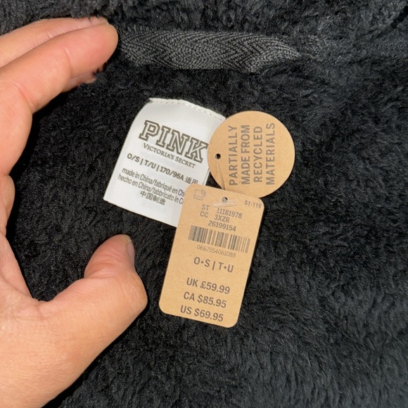 PINK by Victoria’s Secret Black O/S Open Front Loungewear Jacket - Picture 3 of 3
